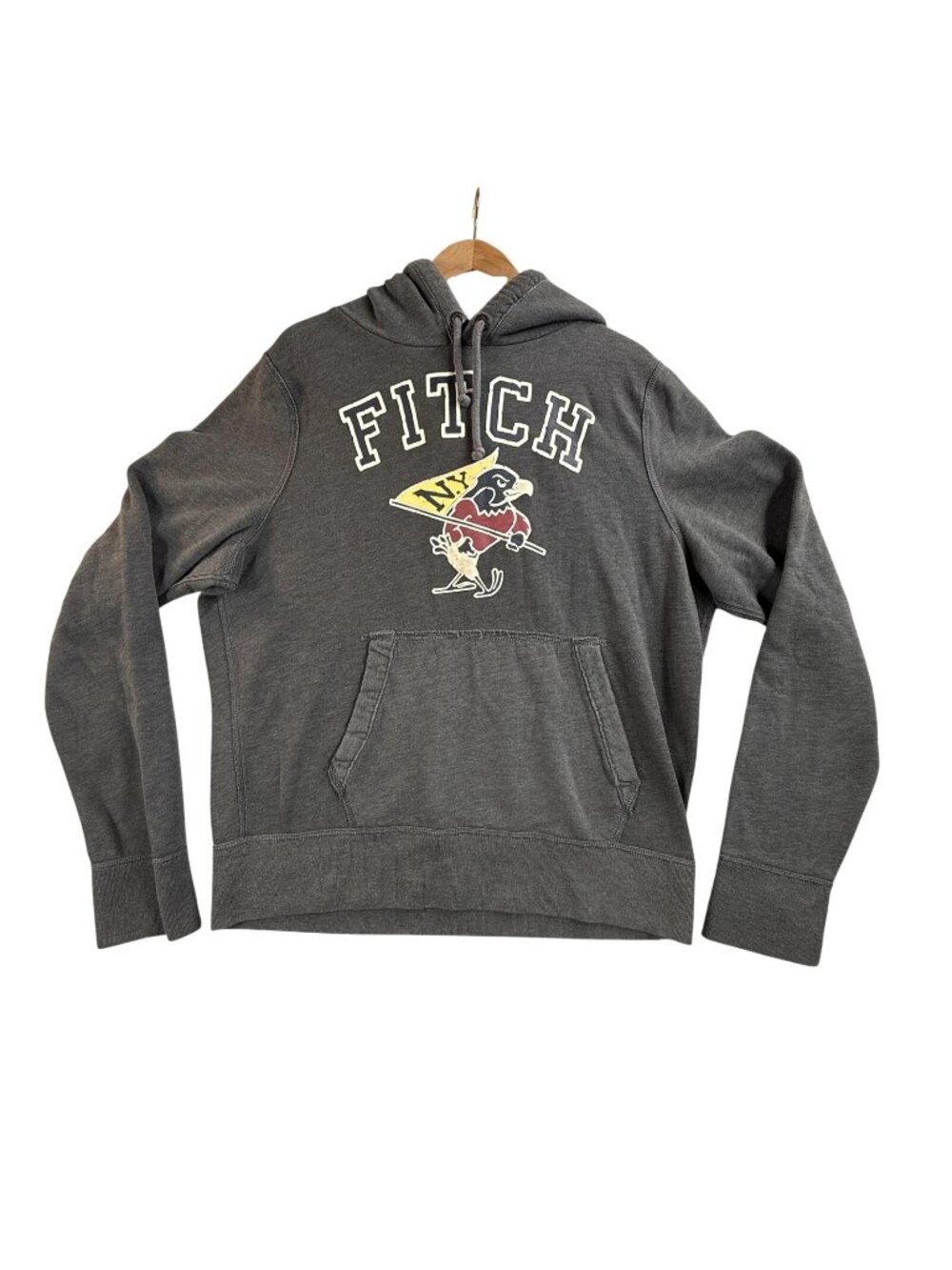 Vintage Abercrombie & Fitch Hoodie Men 2XL Gray Pullover Fleece Sweatshirt Fitch